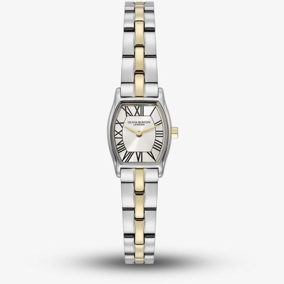 Olivia Burton Ladies Cambridge Silver Dial Two Tone Bracelet Watch 24000391