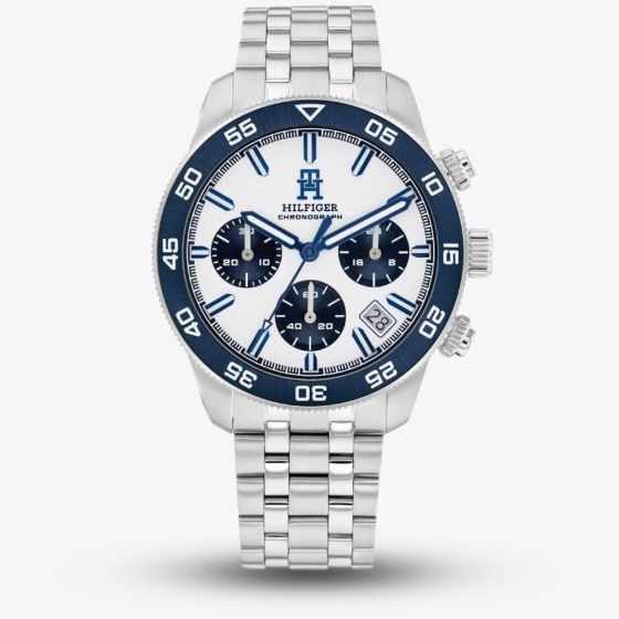 Tommy Hilfiger Mens TH85 Silver Chronograph Watch 1792157