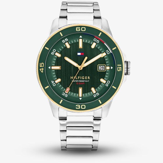 Tommy Hilfiger Mens Remy Green Dial Bracelet Watch 1792230
