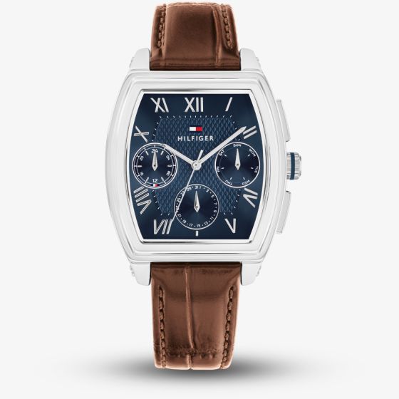 Tommy Hilfiger Mens Oxford Brown Leather Strap Watch 1710760