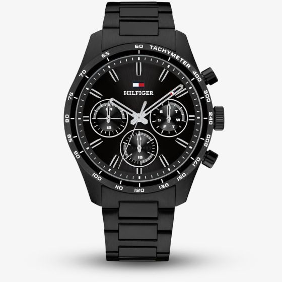 Tommy Hilfiger Mens Hampton Black Dial Bracelet Watch 1792280