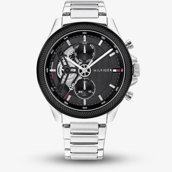 Tommy Hilfiger Mens Clark Half Skeleton Dial Bracelet Watch 1792289