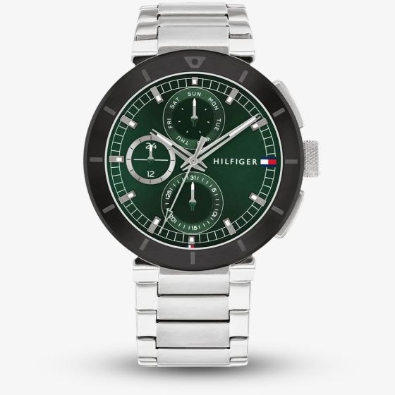 Tommy Hilfiger Mens Lorenzo Green Dial Bracelet Watch 1792117