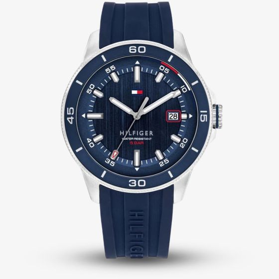 Tommy Hilfiger Mens Remy Blue Dial Silicone Strap Watch 1792225