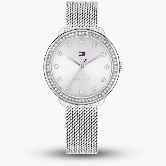Tommy Hilfiger Demi Silver Crystal Mesh Strap Watch 1782698