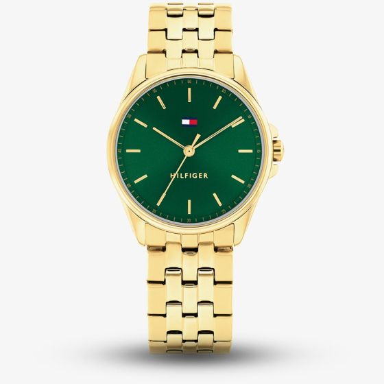 Tommy Hilfiger Ladies Jade Gold Tone Green Dial Watch 1782799