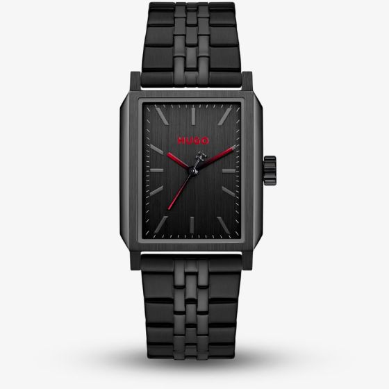 HUGO Mens #Steeze Rectangle Black Dial Bracelet Watch 1530483