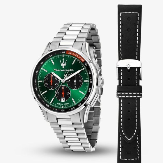 Maserati Mens Sorpasso Chronograph Leather Strap Watch Gift Set MSR8873624002