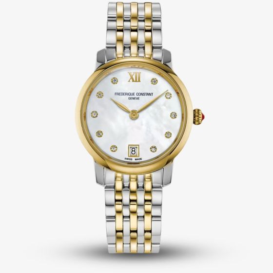 Frederique Constant Ladies Slimline Two-Tone Mother Of Pearl Dial Watch FC-220MPWD1S23B
