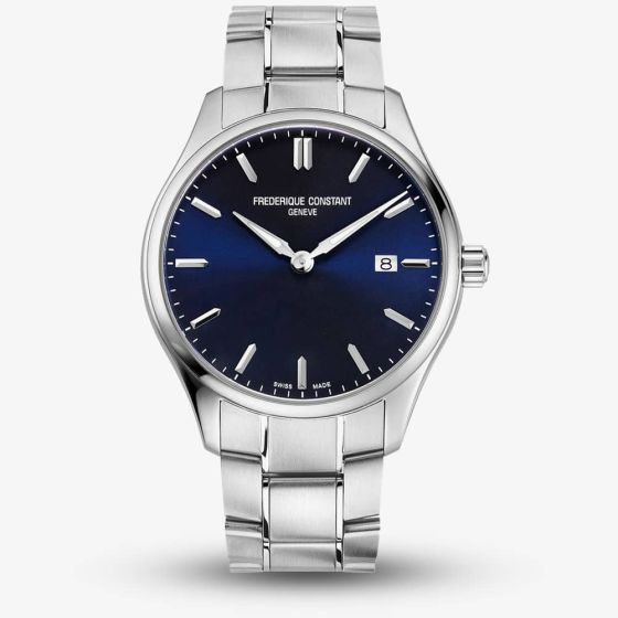 Frederique Constant Mens Classic Blue Dial & Silver Strap Watch FC-220NS5B6B