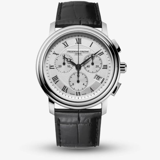 Frederique Constant Mens Classic White Dial Chronograph Watch FC-292MC4P6