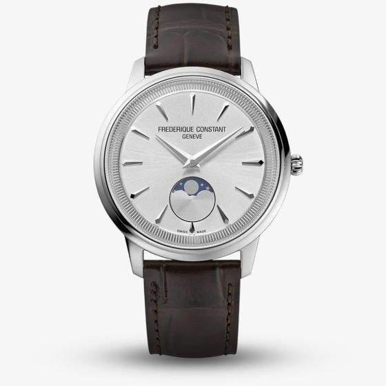 Frederique Constant Mens Classic Moneta Moonphase Silver Watch FC-206S3S6