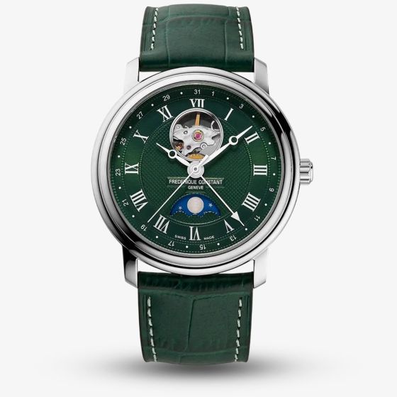 Frederique Constant Mens Classic Heart Beat Moonphase Green Dial Watch FC-335MCGRW4P26