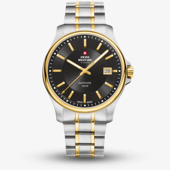 Swiss Military Mens Classic Two-Tone Black Dial Watch SM30200.04