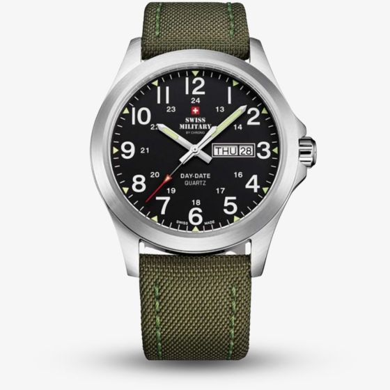  Swiss Military Mens Classic Green Fabric Strap Watch SMP36040.05