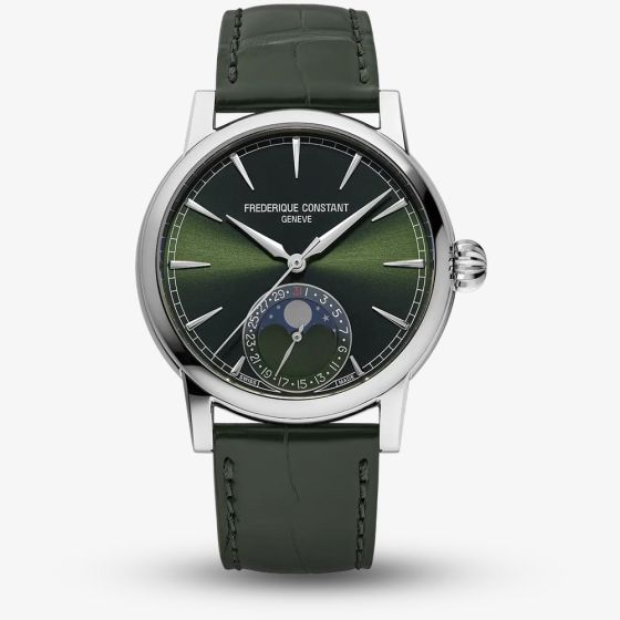 Frederique Constant Mens Moonphase Date Green Dial Watch FC-716GR3H6