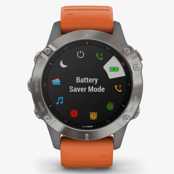 Garmin Unisex Fenix 6 Sapphire Edition Titanium Ember Orange Rubber Strap Watch 010-02158-14 
