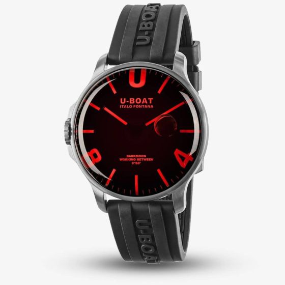 U-BOAT Mens Darkmoon 44mm Red Glass Watch 8465/B