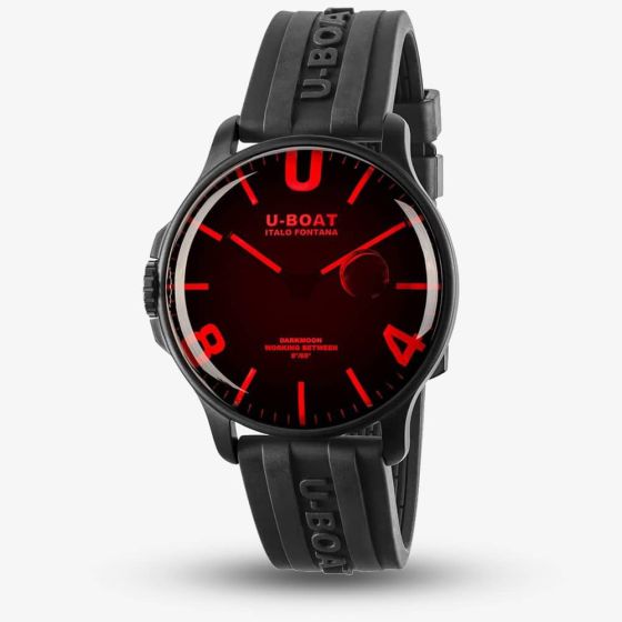 U-BOAT Mens Darkmoon 44mm Red Glass & Black Case Watch 8466/C