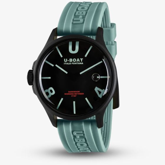 U-BOAT Mens Darkmoon Black Dial Green Rubber Strap Watch U9526/B