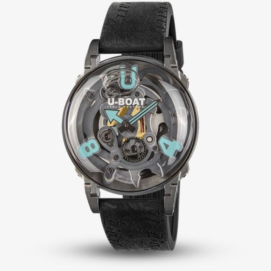 U-BOAT Mens U-65 Skeleton Dial Black Rubber Strap Watch U3352