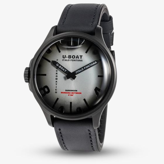 U-BOAT Mens Darkmoon Kama Grey Multi-Tone Dial Black Leather Strap Watch U3339