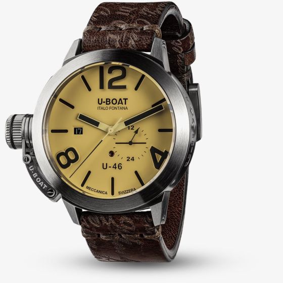 U-BOAT Mens Classico U-46 Yellow Dial Leather Strap Watch U4647
