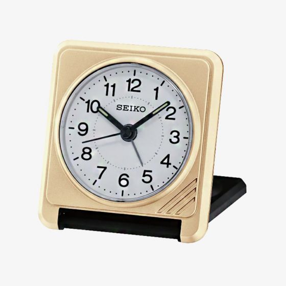 Seiko Clocks Gold Travel Beep Alarm Clock QHT015G