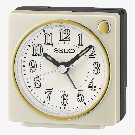 Seiko Clocks Cream Square Alarm Clock QHE197W