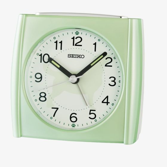 Seiko Green Square Beep Alarm Clock QHE209M