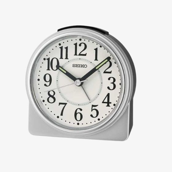 Seiko Silver Bedside Alarm Clock QHE198S