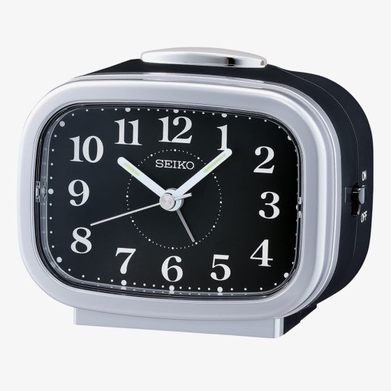 Seiko Retro Silver Black Bell Alarm Clock QHK060A