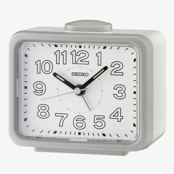 Seiko Retro White Dial Grey Alarm Clock QHK061N