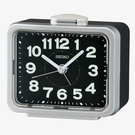 Seiko Retro Black Silver Bell Alarm Clock QHK062S
