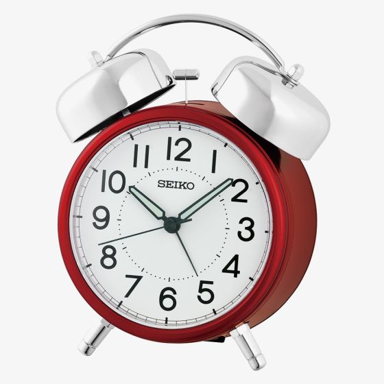 Seiko Twin Bell Round Red Alarm Clock QHK063R