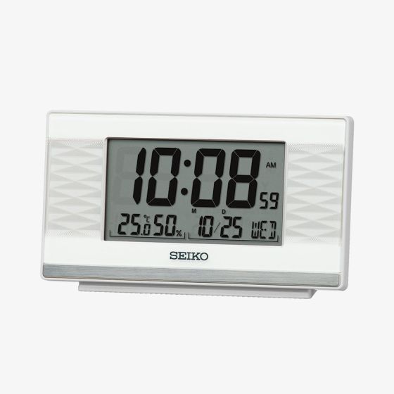 Seiko White Rectangle Digital Dual Alarm Clock QHL094W