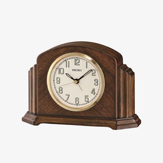 Seiko Clocks Brown Wooden Mantel Clock QXE043B
