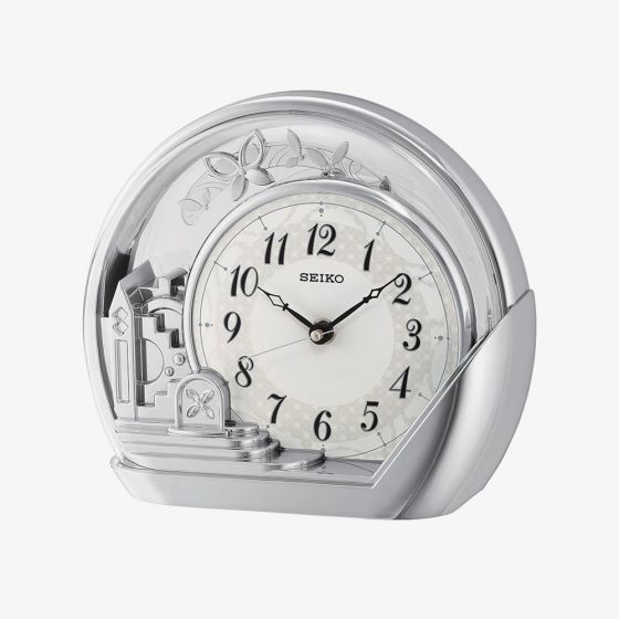 Seiko Clocks Silver Mantel Clock QXN232S
