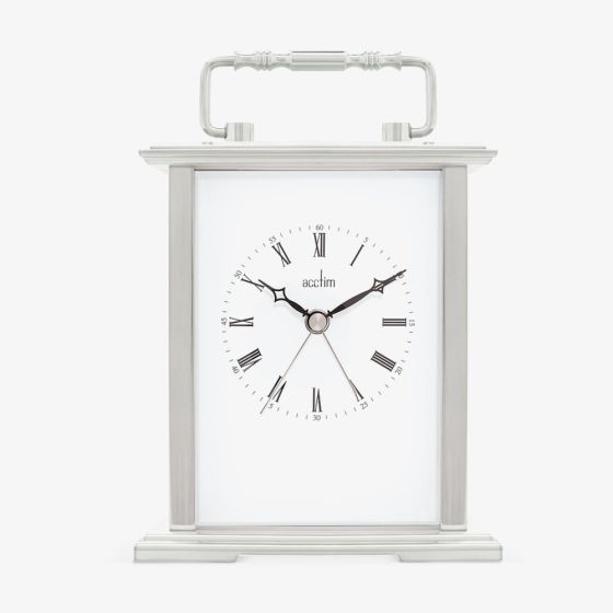Acctim Gainsborough Silver Tone White Dial Clock 36517