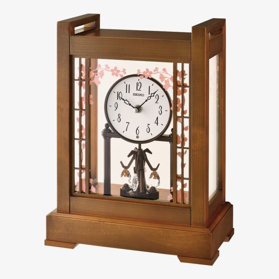Seiko Decorative Rotating Pendulum Wooden Mantel Clock QXN235B