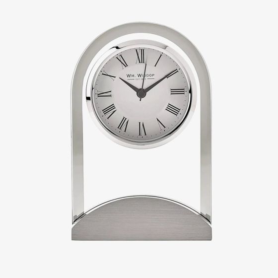 WM Widdop Glass Panel Aluminium Base Mantel Clock W2911
