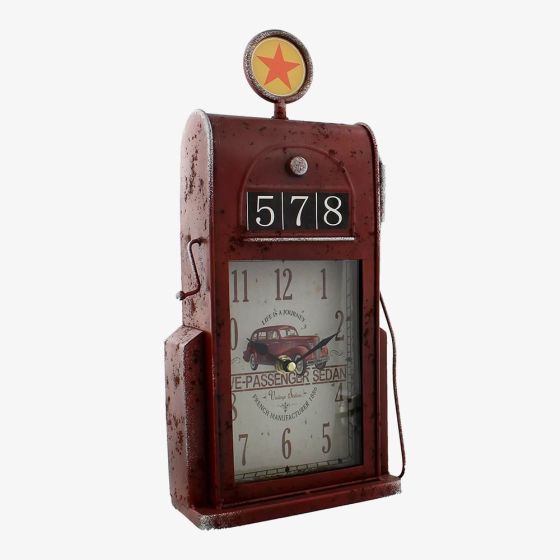 Hometime Petrol Pump Metal Mantel Clock W2779