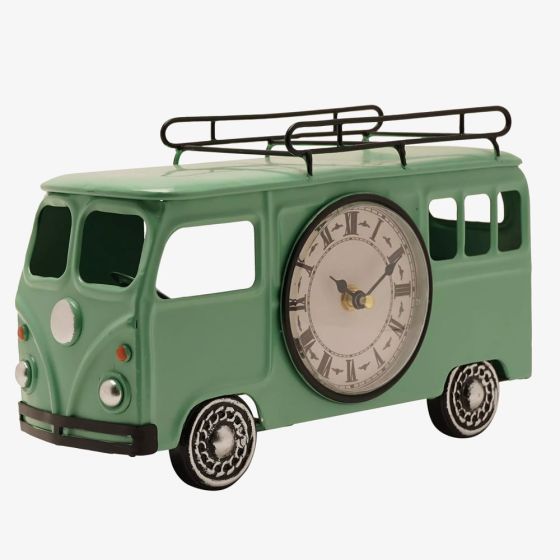 Hometime Metal Green Campervan Mantle Clock W2998