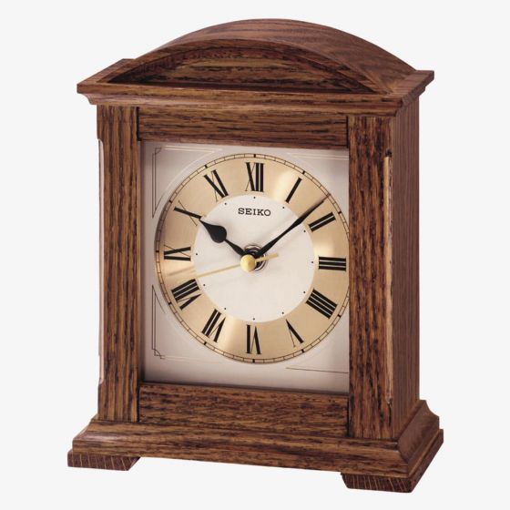 Seiko Clocks Brown Oak Wooden Mantel Clock QXG123B