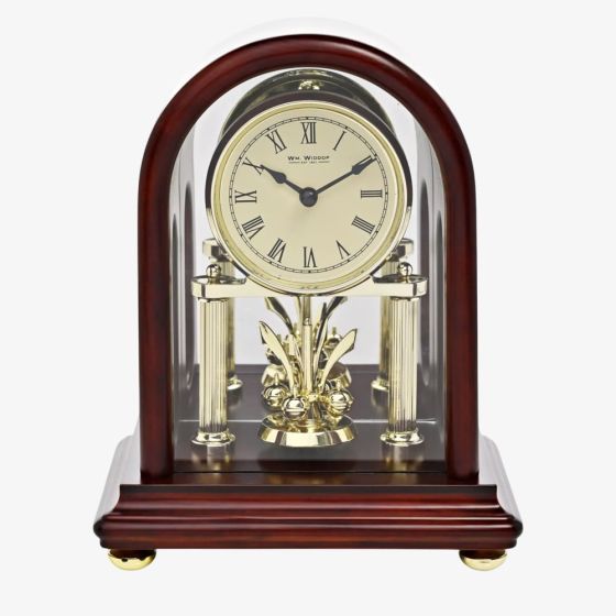 WM Widdop Wooden Rotating Pedulum Mantel Clock W3418