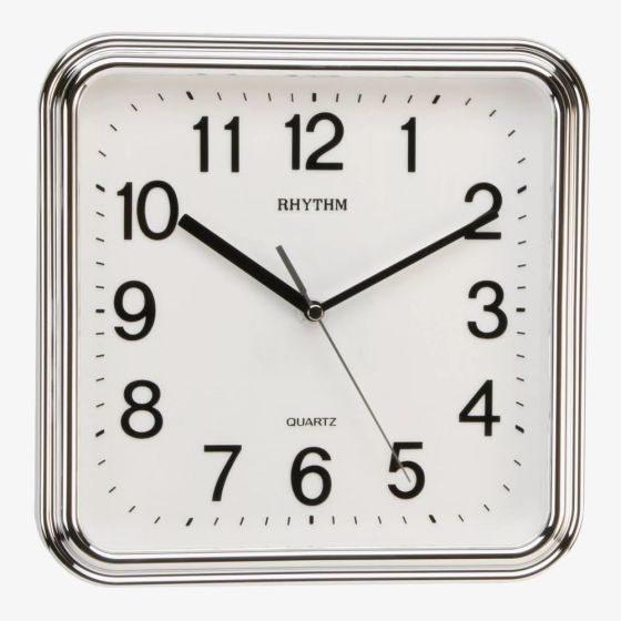 Rhythm Square White Wall Clock CMG466NR19