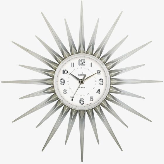Acctim Stella Silver Chrome Starburst Wall Clock 21767