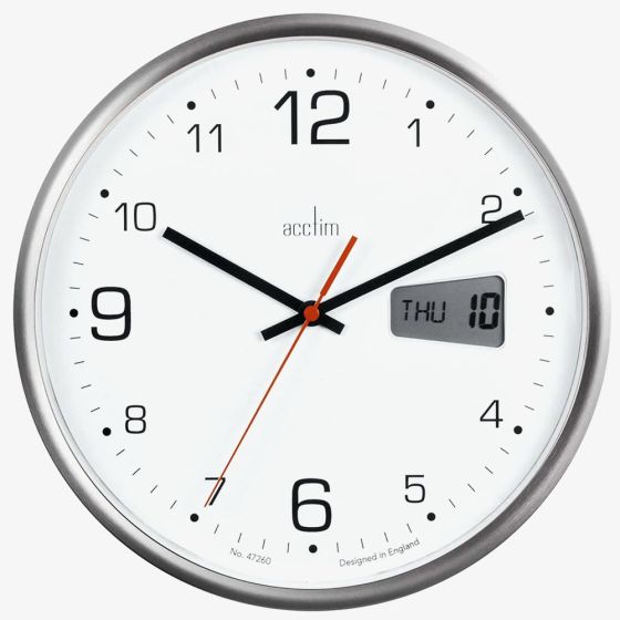 Acctim Kalendar Digital Date White Classic Clock 22367