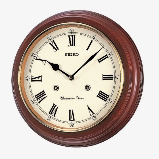 Seiko Cream Dial Brown Wooden Wall Clock QXH202B