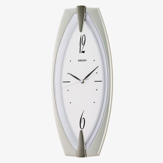 Seiko Retro Silver White Oval Wall Clock QXA342D